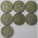 Lot: 7 x 5 złotych Głowa kobiety 1932-1934, stany 3/3+