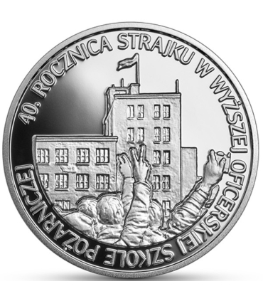 10 zł 40. rocznica strajku podchorążych w Wyższej Oficerskiej Szkole Pożarniczej