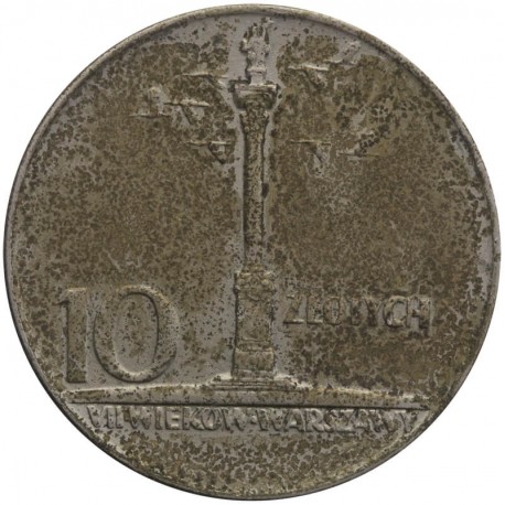 10 złotych Mała kolumna, 1966, stan 3, nalot