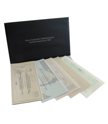 Oryginalny komplet (5 szt) wzorów banknotów kolekcjonerskich NBP