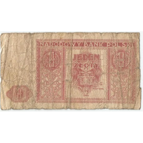 Banknot 1 złoty 1946 rok - stan 6