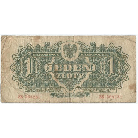 1 złoty 1944, w klauzuli OBOWIĄZKOWYM, seria BB, st. 5