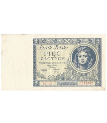 5 złotych 1930 rok, Seria EG stan 2-/3+