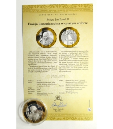 Medal Santo Subito Jan Paweł II - Emisja kanonizacyjna