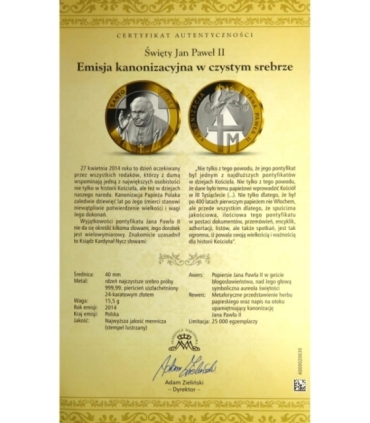 Medal Santo Subito Jan Paweł II - Emisja kanonizacyjna