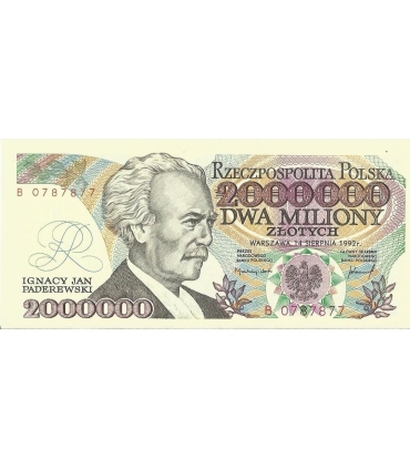 2000000zł Paderewski 1992, seria B, stan 1, CIEKAWY NUMER