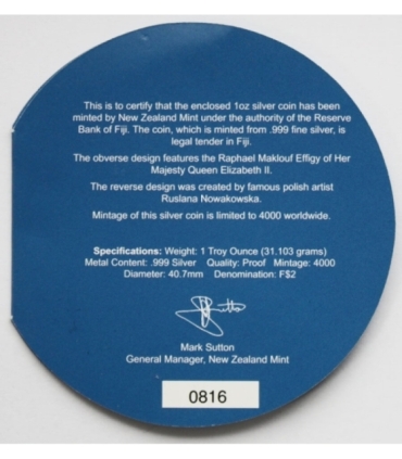 Pozytywka (grająca Barkę) z monetą 2 Dolary Fiji Jan Paweł II