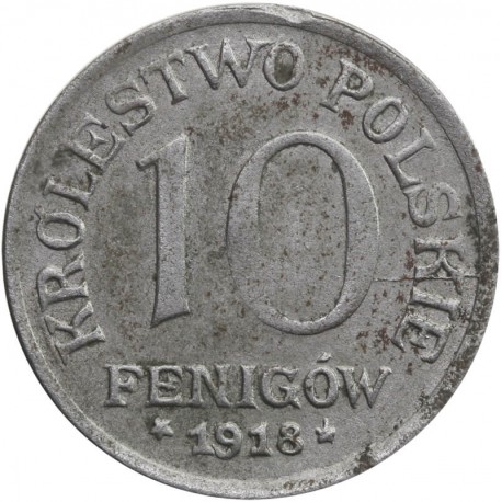 Polska, Królestwo polskie, 10 fenigow, 1918