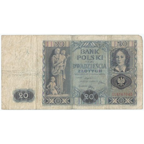 Banknot 20zł, 1936r, seria CL stan 4