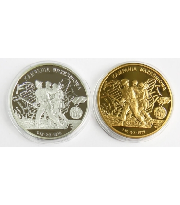 Zestaw 2 numizmatów Kampania Wrześniowa 1939, srebro Ag999