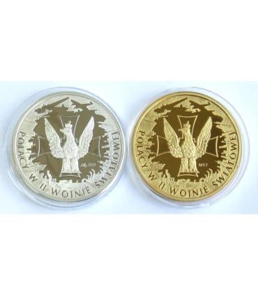 Zestaw 2 numizmatów Kampania Wrześniowa 1939, srebro Ag999