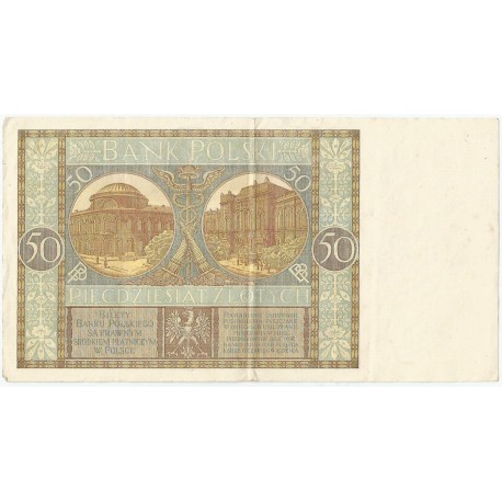 50 złotych 1929 r. stan 3, seria EC.