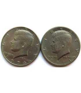 USA 2 x 1/2 half dollar Kennedy Liberty 1971, 1974