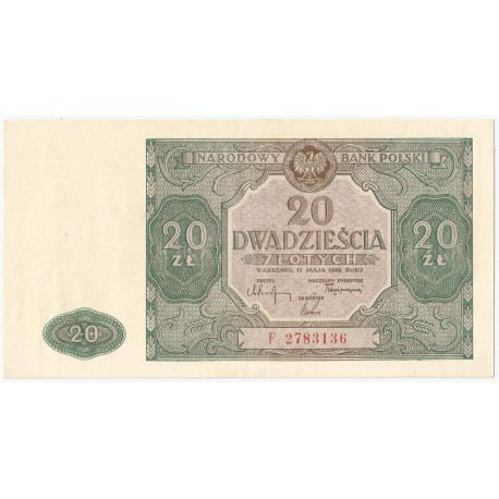 20 złotych 1946, Ser. F, stan 2+