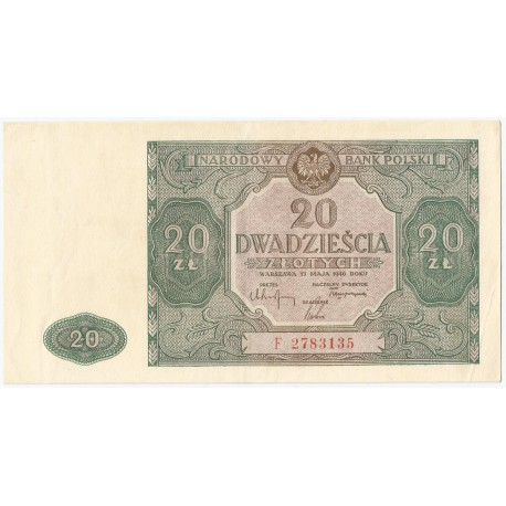 20 złotych 1946, Ser. F, stan 2-