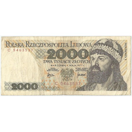 2000 zł Mieszko i Chrobry, 1977, seria C, stan 3-/4+