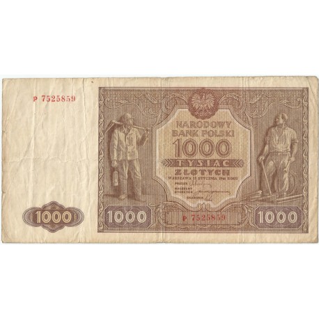 1000 zł, 1946, stan 4, seria P