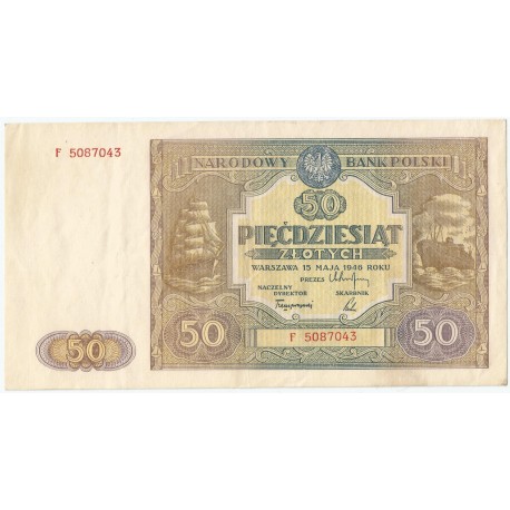 50 złotych 1946, Seria F, stan 2-