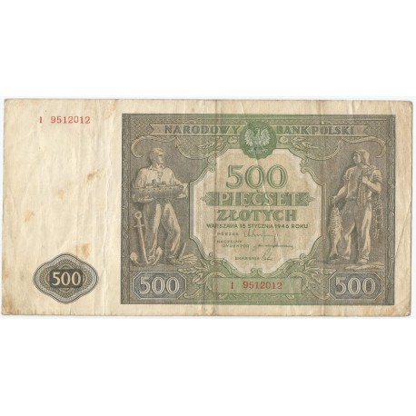 500 zł, 1946, stan 3-, Seria I