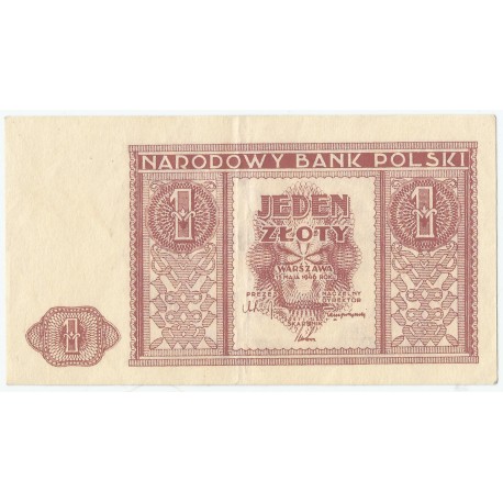 Banknot 1 złoty 1946 rok - stan 2