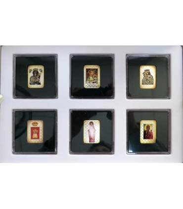 Zestaw 6 srebrnych medali Polskie Madonny w etui - certyfikaty