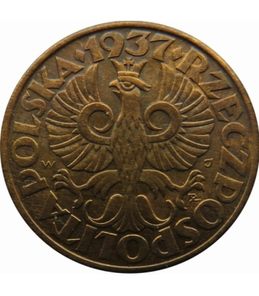 5 groszy 1937 rok, stan 2+