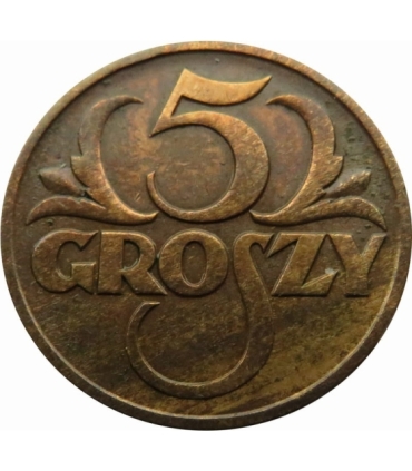 5 groszy 1937 rok, stan 2+