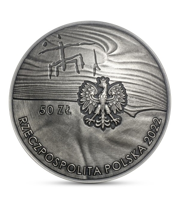 50 złotych 100. rocznica odkrycia zespołu pradziejowych kopalni krzemienia pasiastego „Krzemionki”