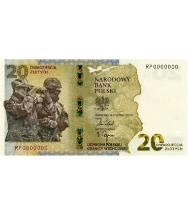 20 złotych banknot - Ochrona polskiej granicy wschodniej