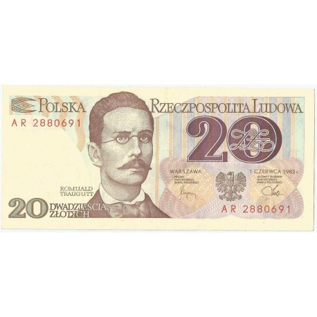 20 zł, Romuald Traugutt, 1982, seria AR, st. 1-