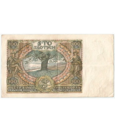 Banknot 100 zł 1932 rok, seria AM stan 3-