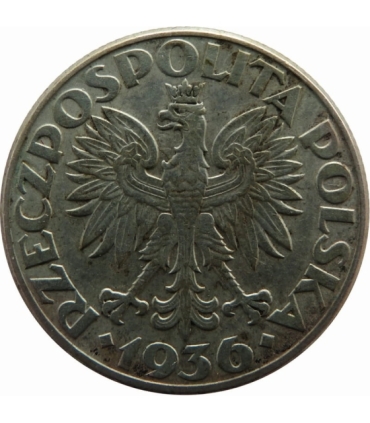 2 zł Żaglowiec 1936, stan 3 nalot