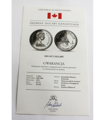 1 Dolar - 100 Lat Calgary 1975 r. - Kanada