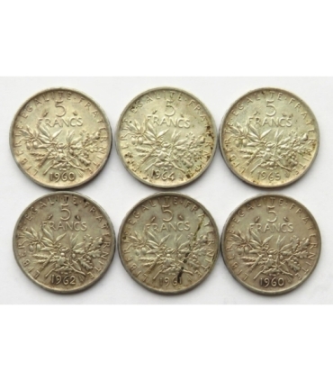 Francja LOT 6 x 5 franków, 1960-1965