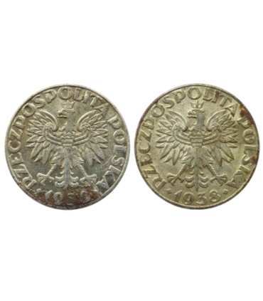 2x 50 groszy 1938, niklowana, stan 1-