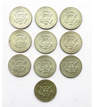 LOT 10 x 1/2 dolara Kennedy 1964-1969 srebro