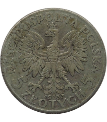 5 złotych głowa kobiety 1933, stan 3