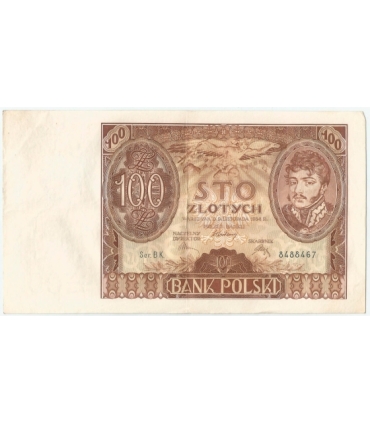 Banknot 100 zł 1934 rok, seria BK, stan 3-