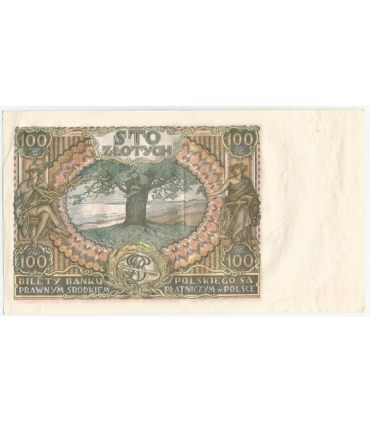 Banknot 100 zł 1934 rok, seria BD, niski numer 0022863, stan 3