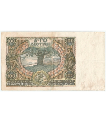 Banknot 100 zł 1934 rok, seria BM, stan 3