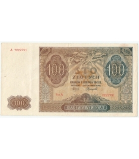 Banknot 100 złotych 1941 stan 3+, Ser A 7222791