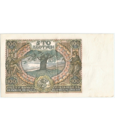 Banknot 100 zł 1934 rok, seria BM 9367992, stan 2-