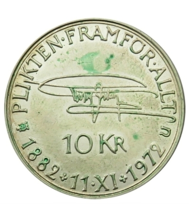 Szwecja 10 koron, 1972 90. rocznica urodzin Gustawa VI Adolfa