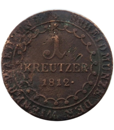 1 krajcar, kreutzer, 1812, znak menniczy B, stan 4