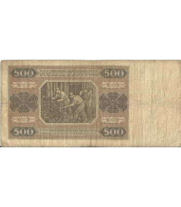 PRL - BANKNOT - 500 Złotych 1948 - GÓRNIK 1948, stan 4