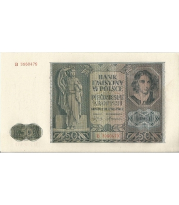 Banknot 50 złotych 1941 stan 2+, B 3960479