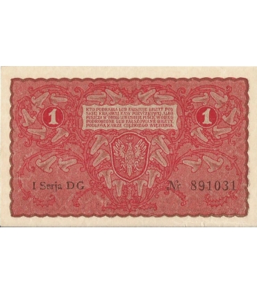 1 Marka 1919 I serja DG 891031, stan 3+