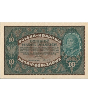 10 marek polskich , rok 1919, stan 2, II Serja CE 019849 niski numer