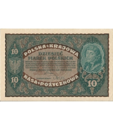 10 marek polskich , rok 1919, stan 2-, II Serja CE 019884 niski numer
