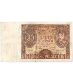 Banknot 100 zł 1932 rok, seria AK, stan 3